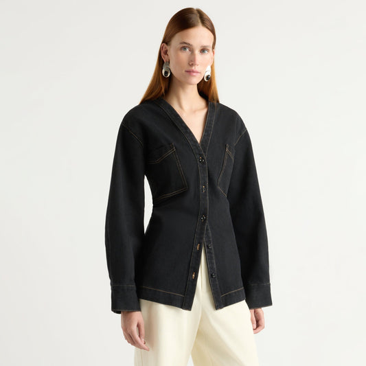 Emmett Structured-Sleeve Denim Jacket