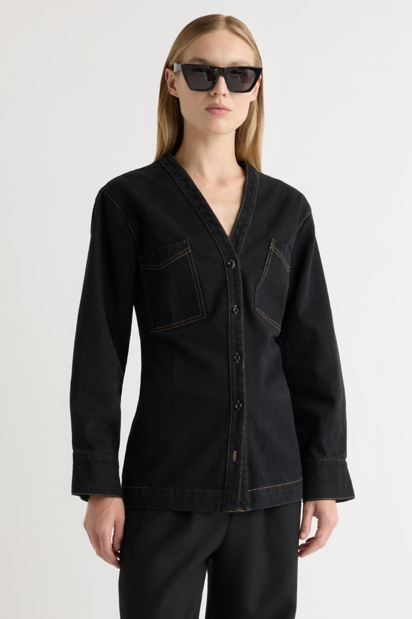 Emmett Structured-Sleeve Denim Jacket