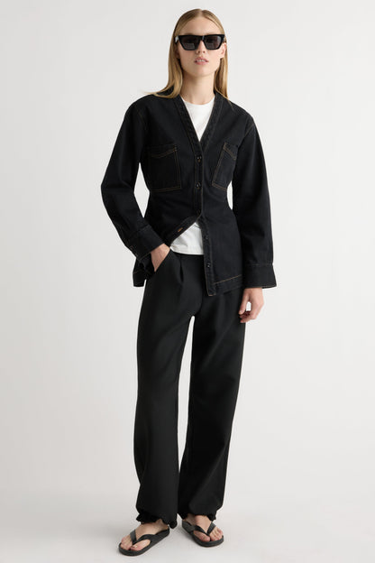 Emmett Structured-Sleeve Denim Jacket