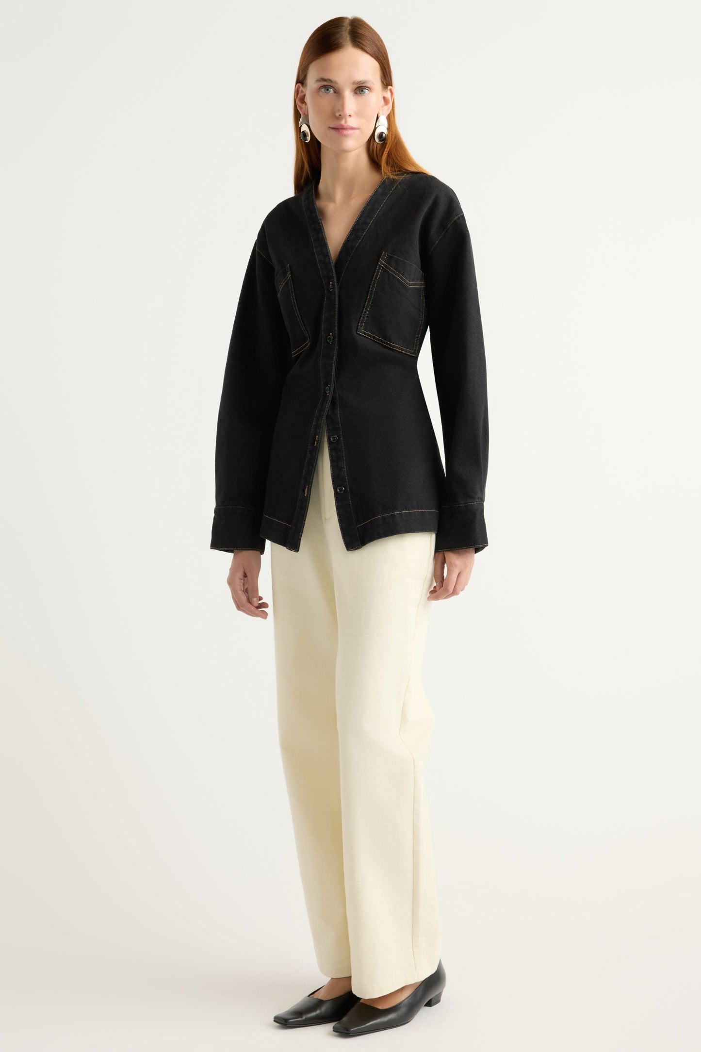 Emmett Structured-Sleeve Denim Jacket