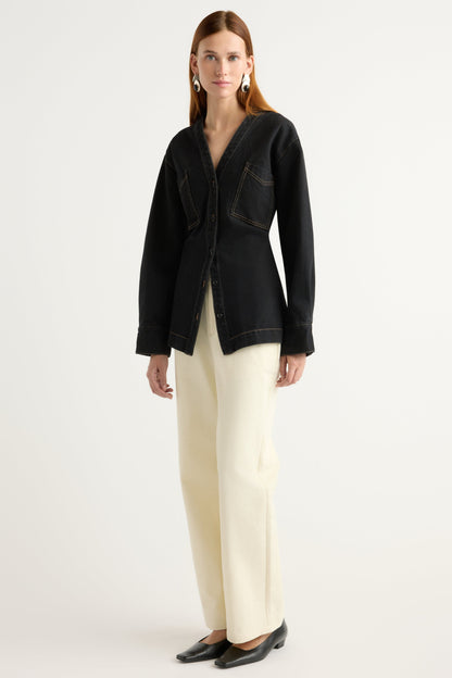 Emmett Structured-Sleeve Denim Jacket