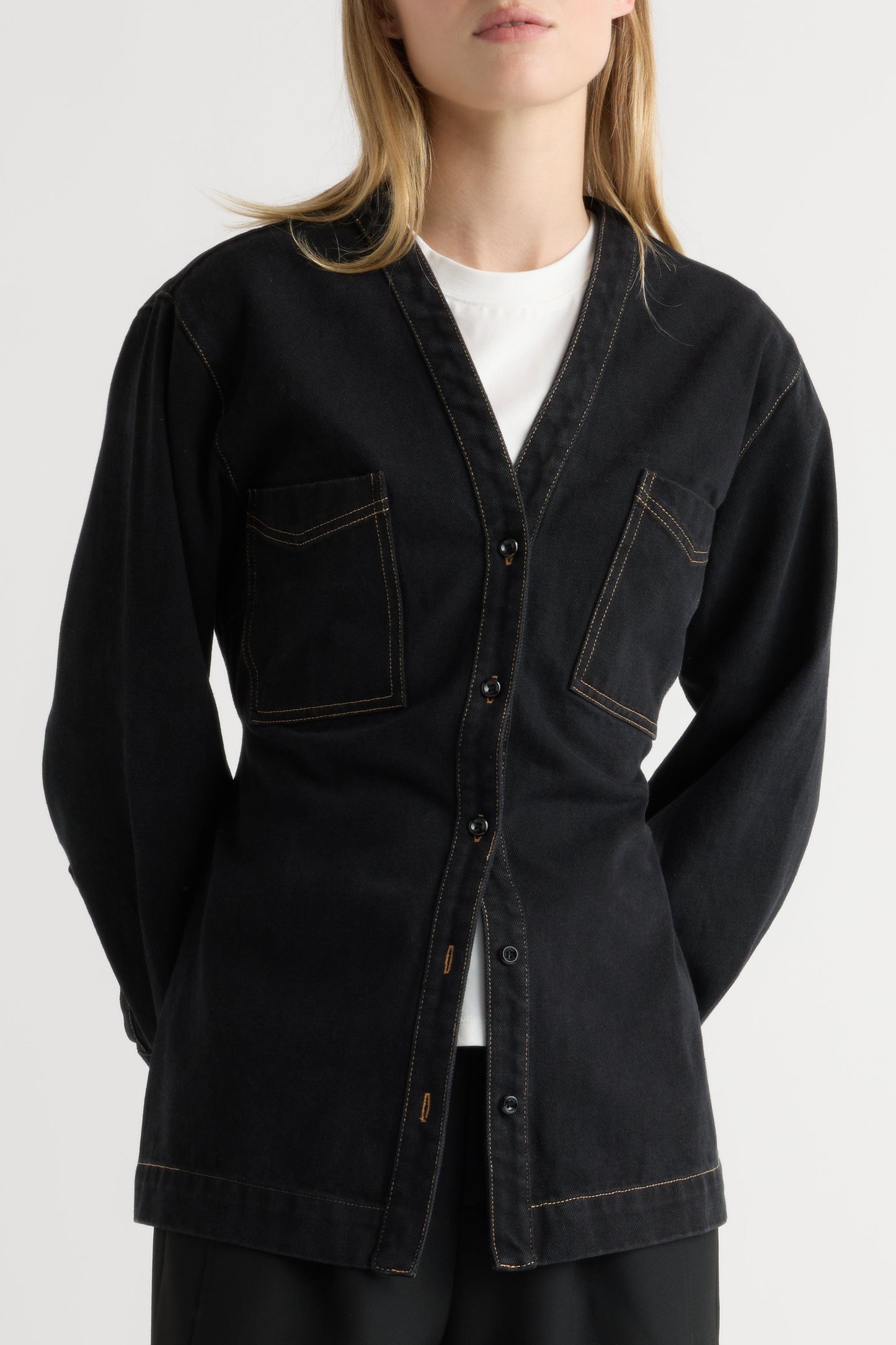 Emmett Structured-Sleeve Denim Jacket