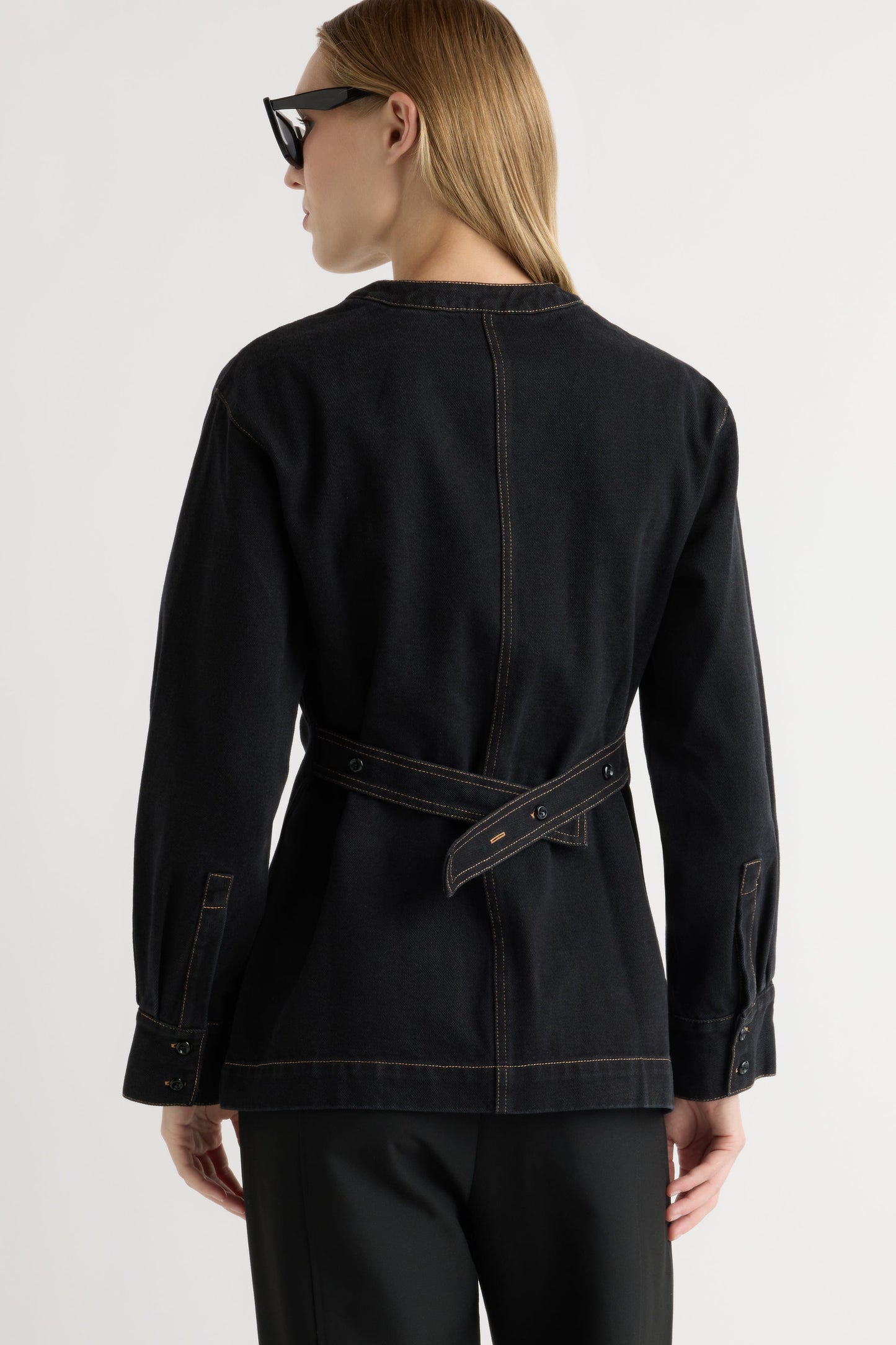Emmett Structured-Sleeve Denim Jacket