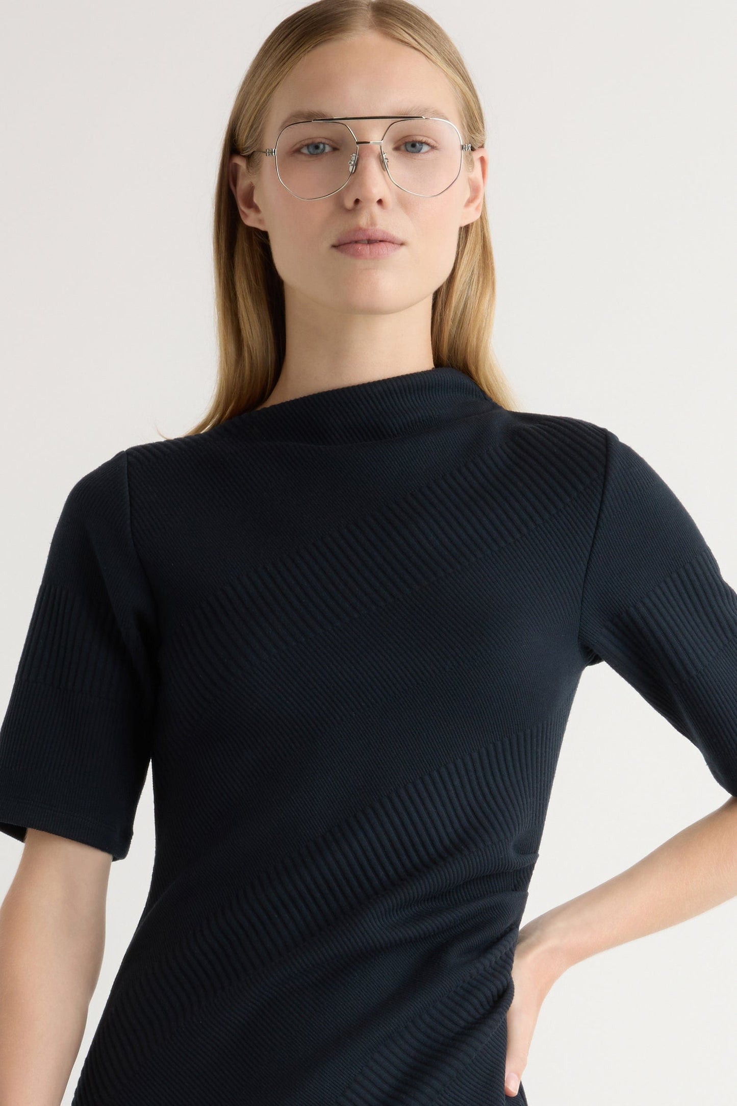Evie Ribbed-Knit Jersey Dress