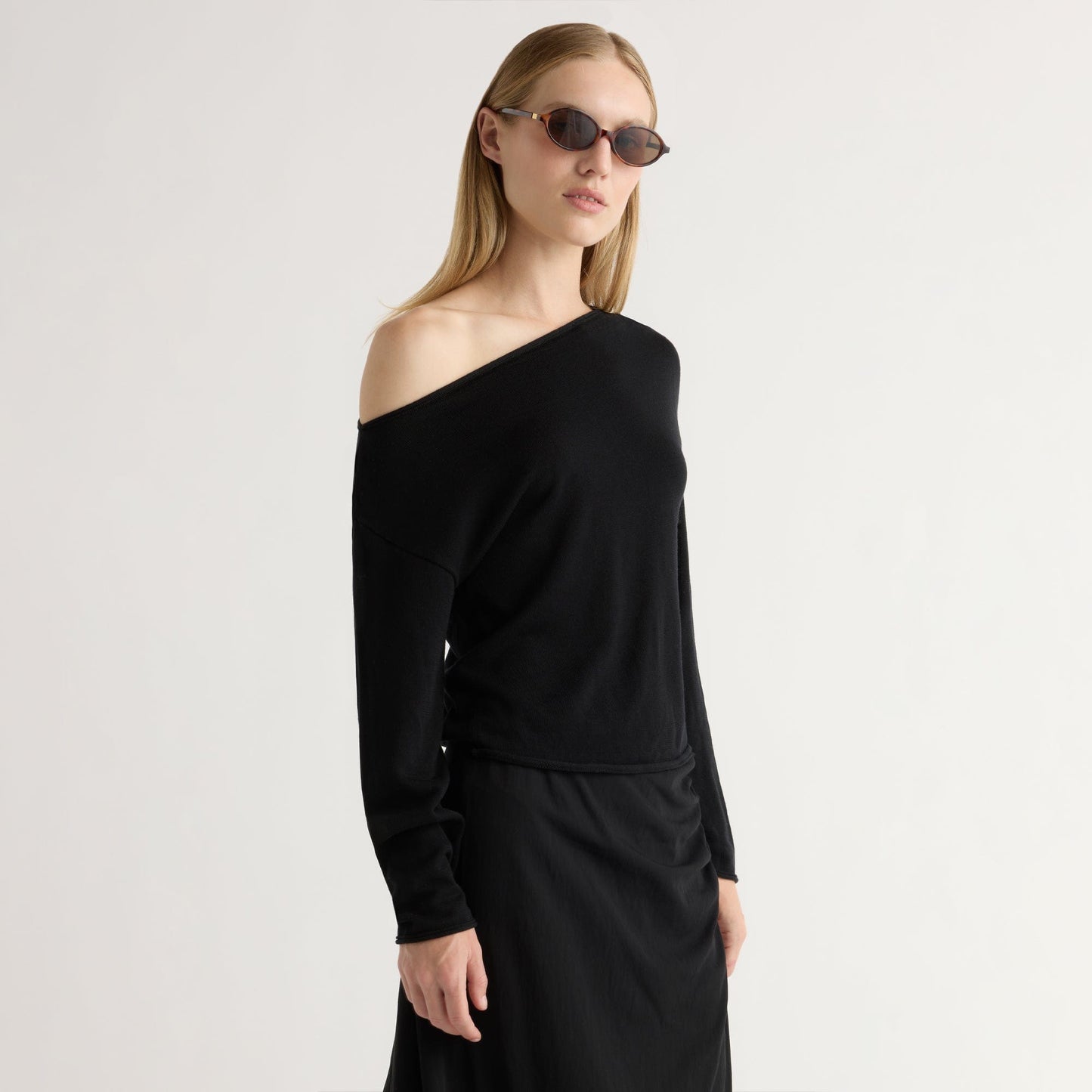 Hachi Tencel-Wool Off-Shoulder Sweater