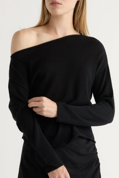 Hachi Tencel-Wool Off-Shoulder Sweater