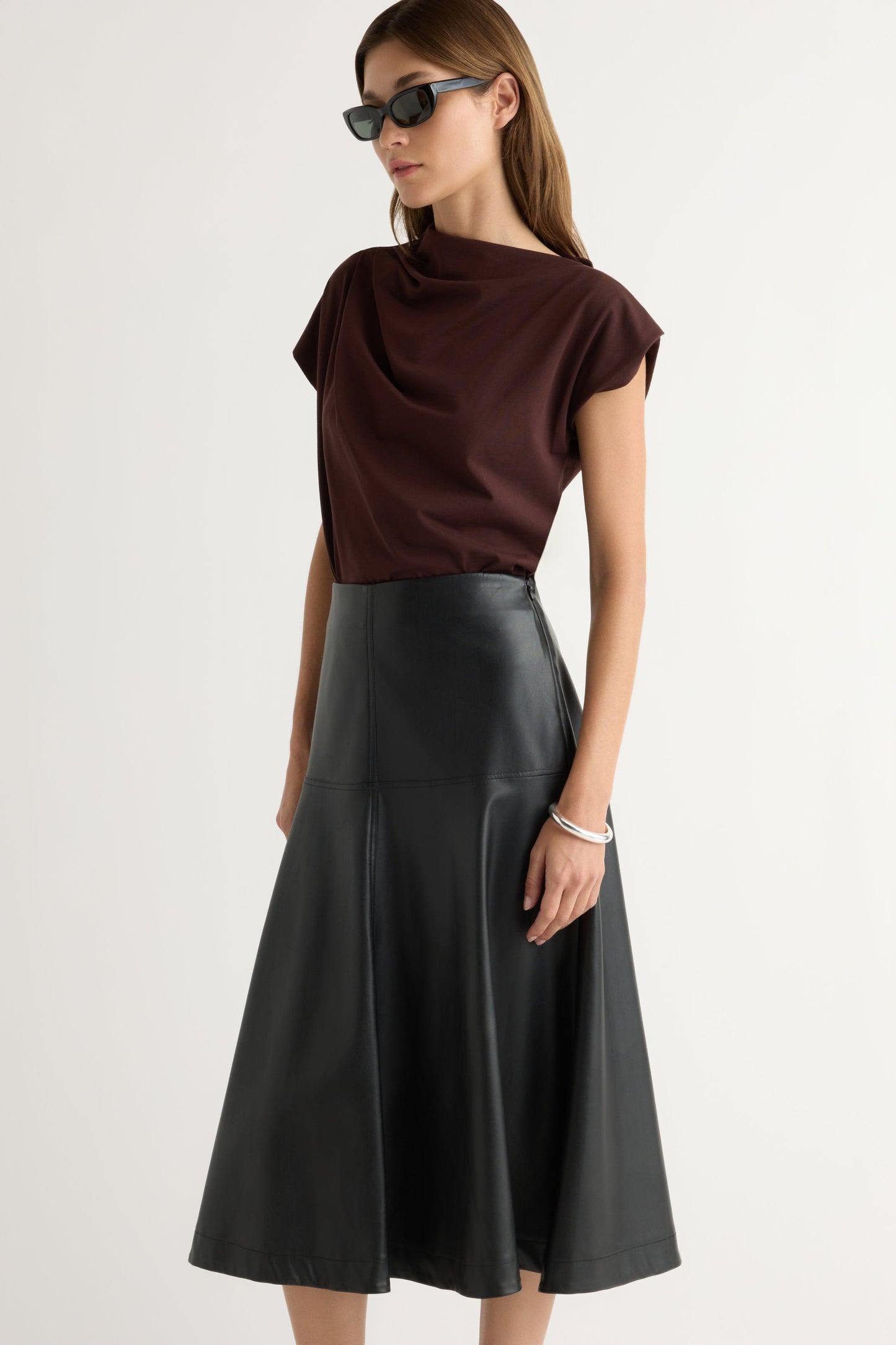 Harley A-Line Vegan Leather Skirt