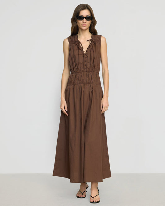 Iga Gathered Organic Cotton Maxi Dress