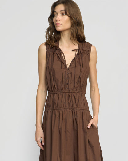 Iga Gathered Organic Cotton Maxi Dress