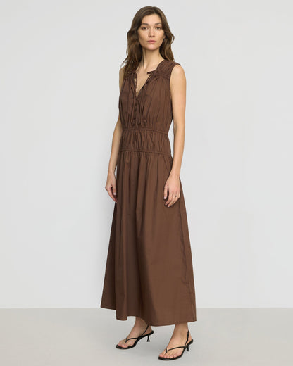 Iga Gathered Organic Cotton Maxi Dress
