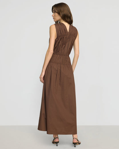 Iga Gathered Organic Cotton Maxi Dress