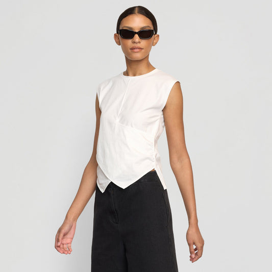 Janelle Front-Wrap Jersey Tee
