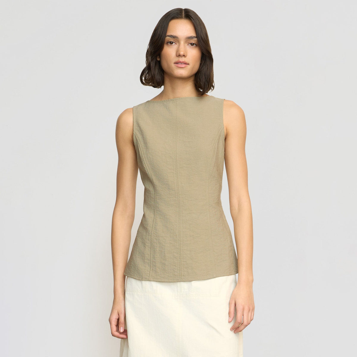 Jeannie Split-Hem Sleeveless Blouse