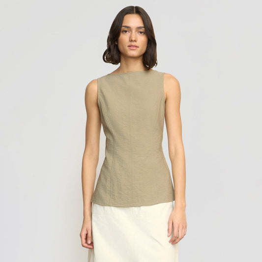 Jeannie Split-Hem Sleeveless Blouse