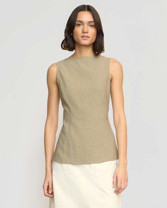 Jeannie Split-Hem Sleeveless Blouse