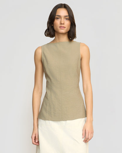 Jeannie Split-Hem Sleeveless Blouse