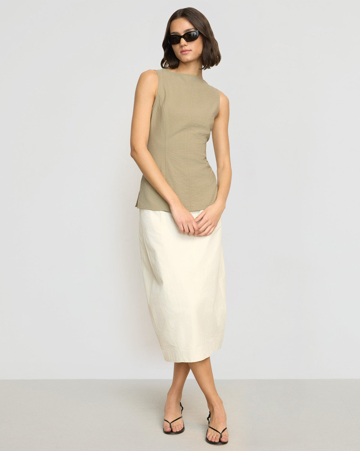 Jeannie Split-Hem Sleeveless Blouse