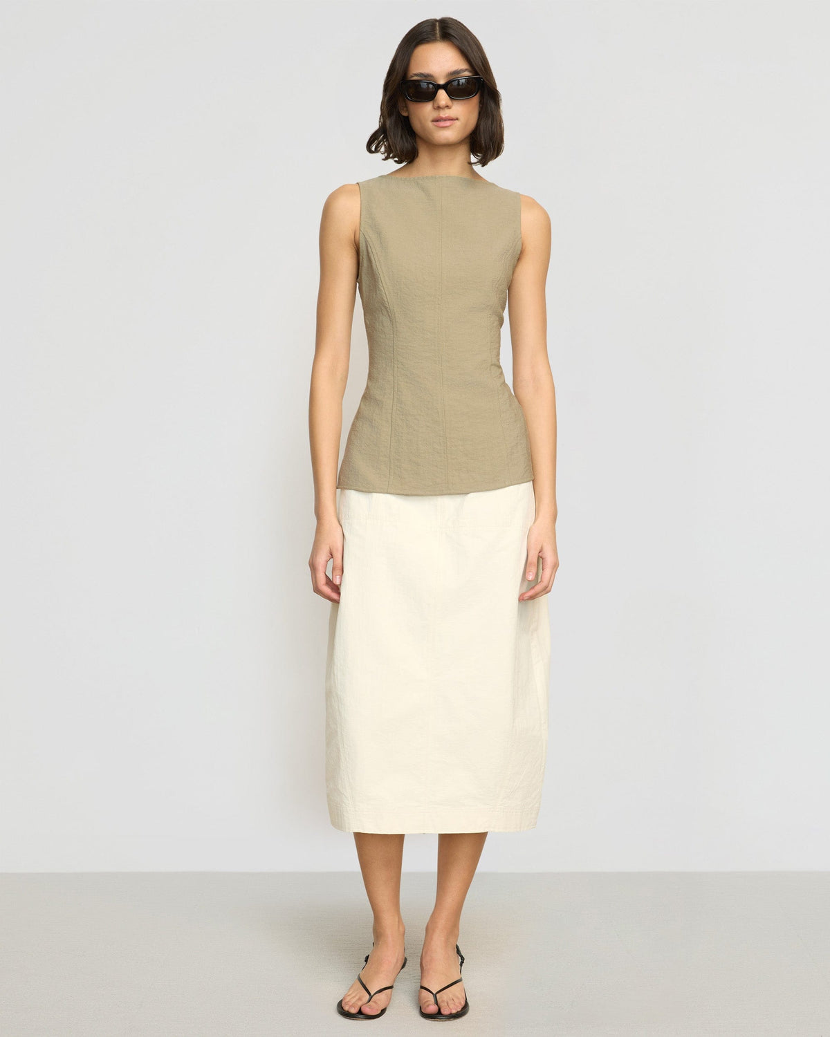 Jeannie Split-Hem Sleeveless Blouse