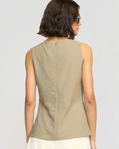 Jeannie Split-Hem Sleeveless Blouse