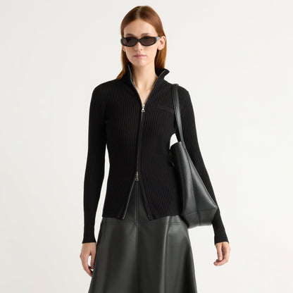Kaine Ribbed Two-Way Zip Sweater