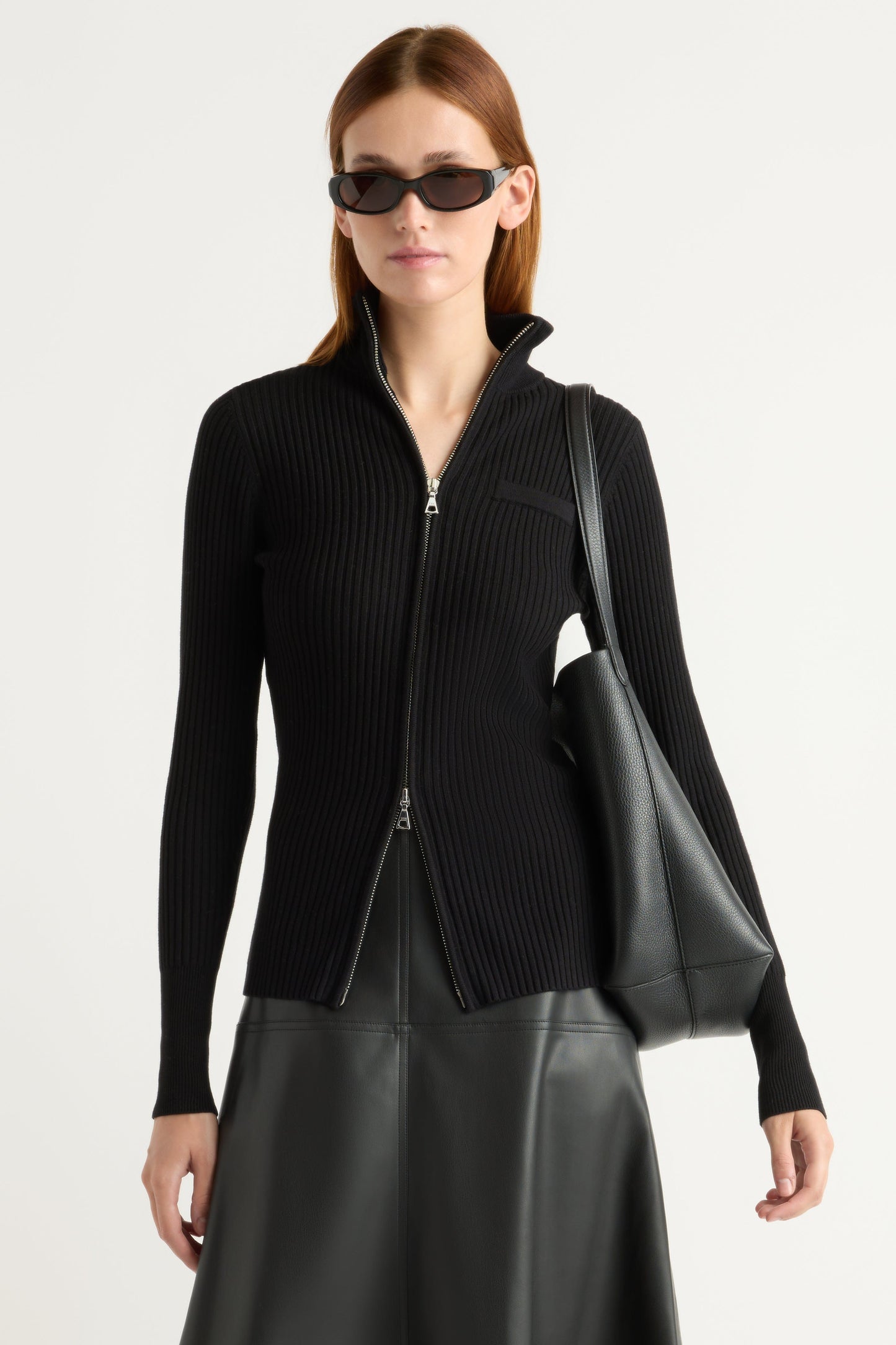 Kaine Ribbed Two-Way Zip Sweater