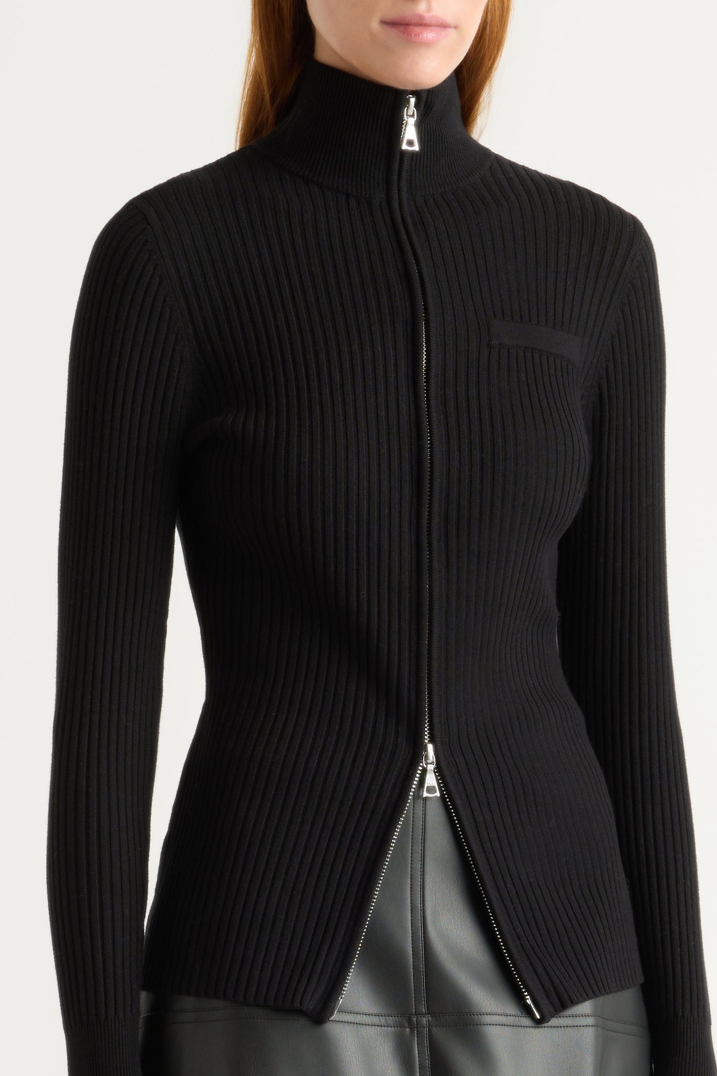 Kaine Ribbed Two-Way Zip Sweater