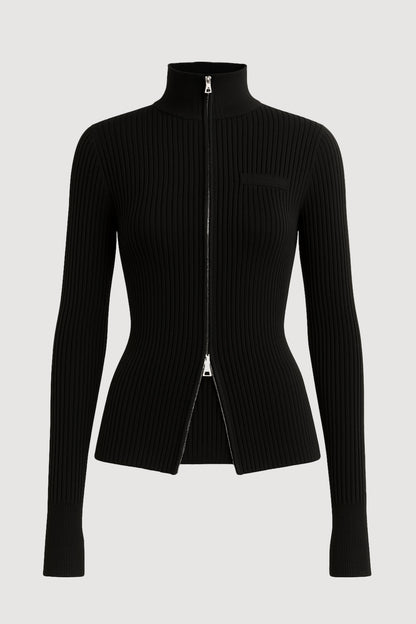Kaine Ribbed Two-Way Zip Sweater