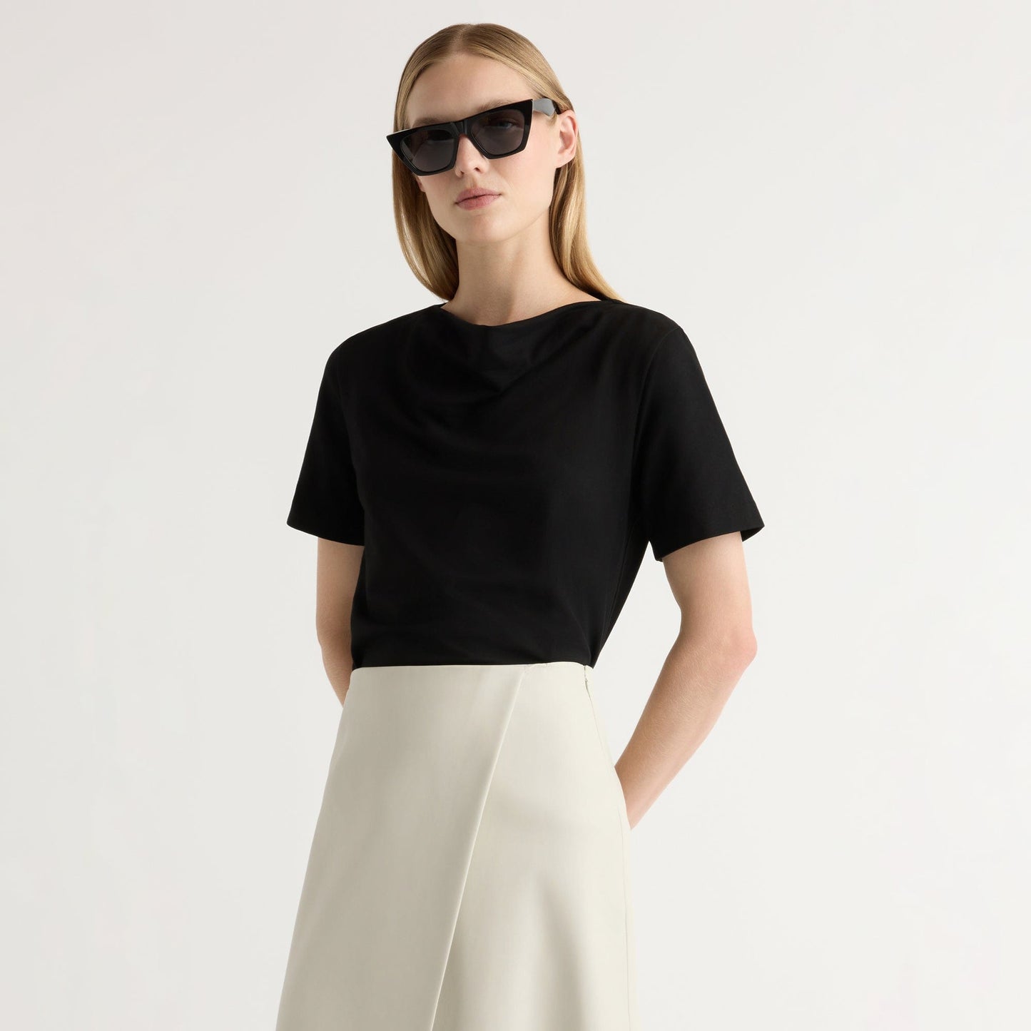 Kendra Organic Cotton Cowl-Neck Tee