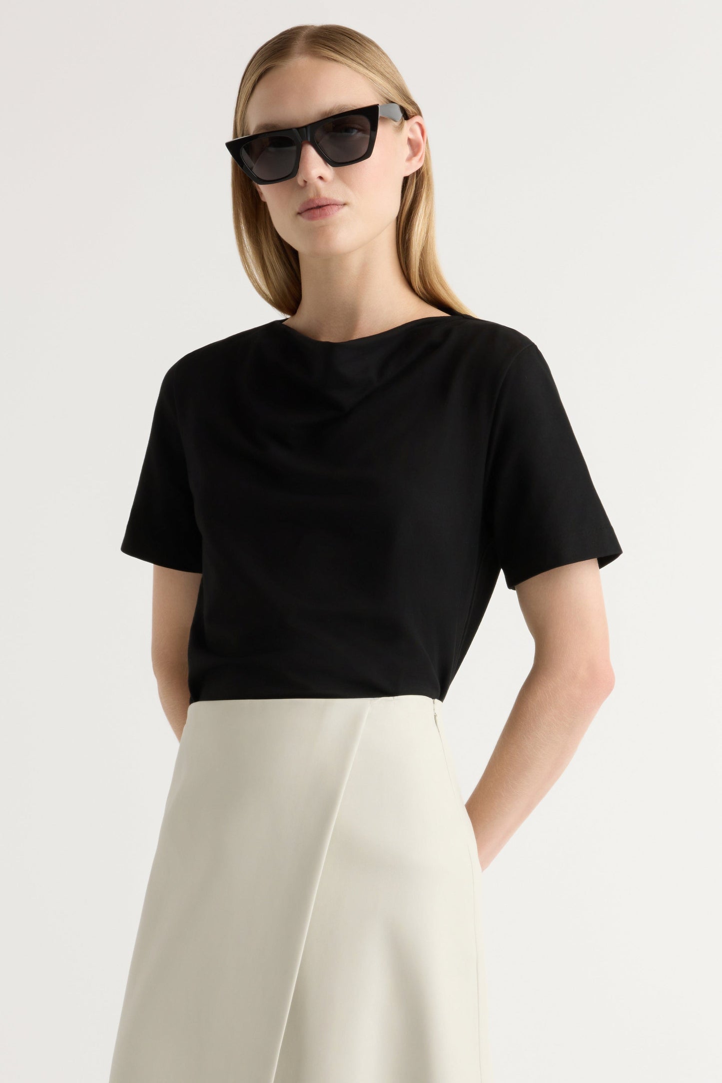 Kendra Organic Cotton Cowl-Neck Tee