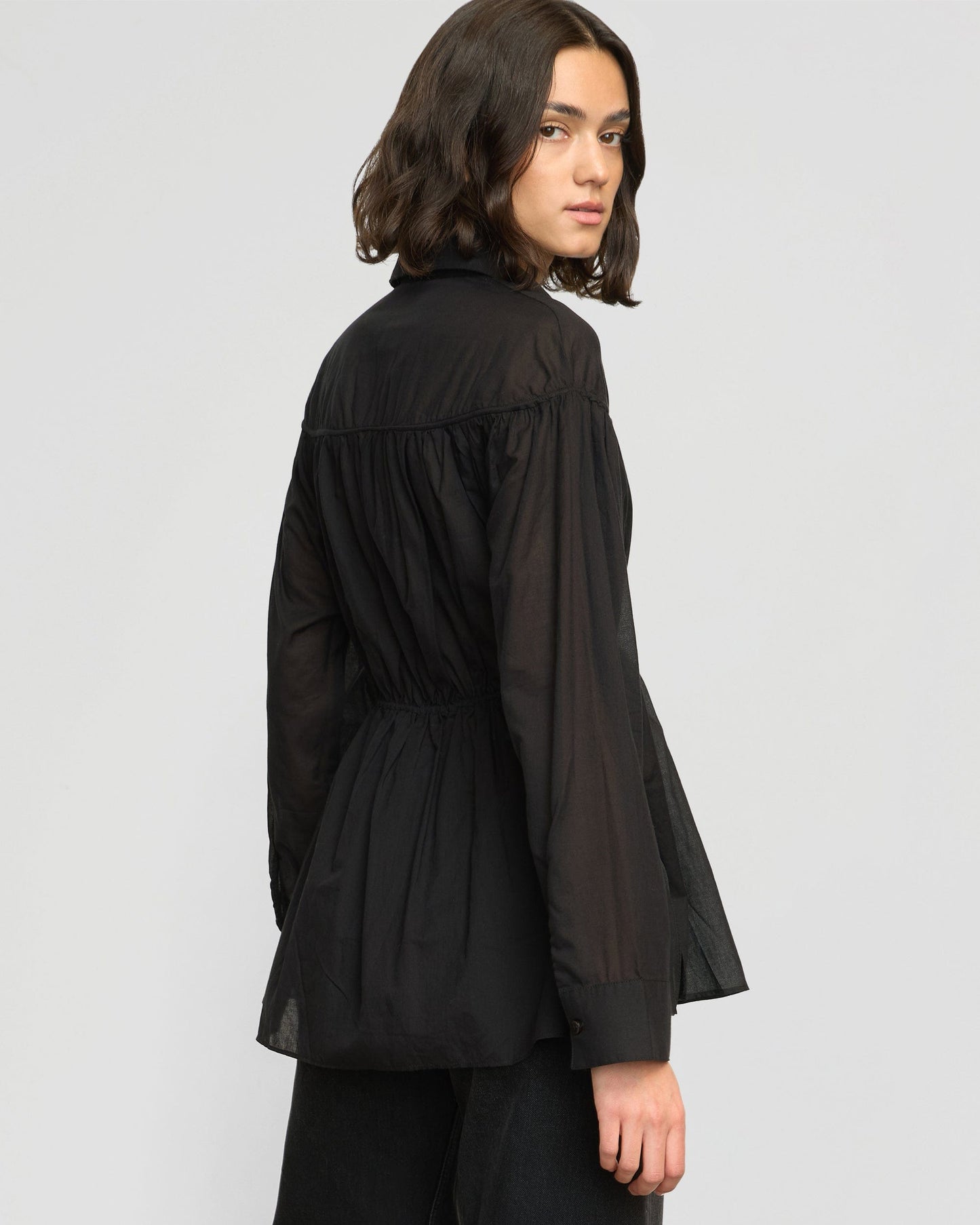 Kia Tie-Front Cotton-Silk Tunic Blouse