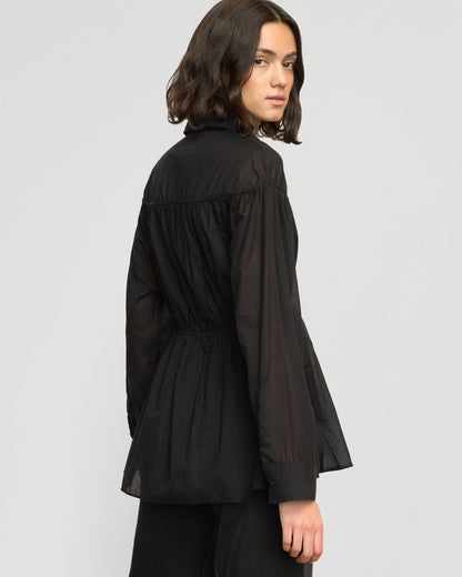 Kia Tie-Front Cotton-Silk Tunic Blouse