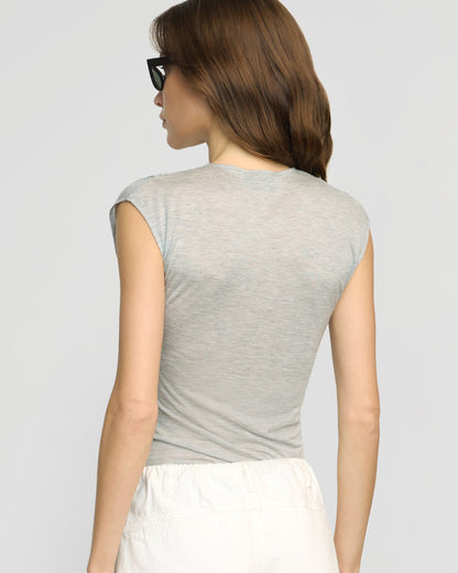 Lila Tencel Wrap-Neck Tee