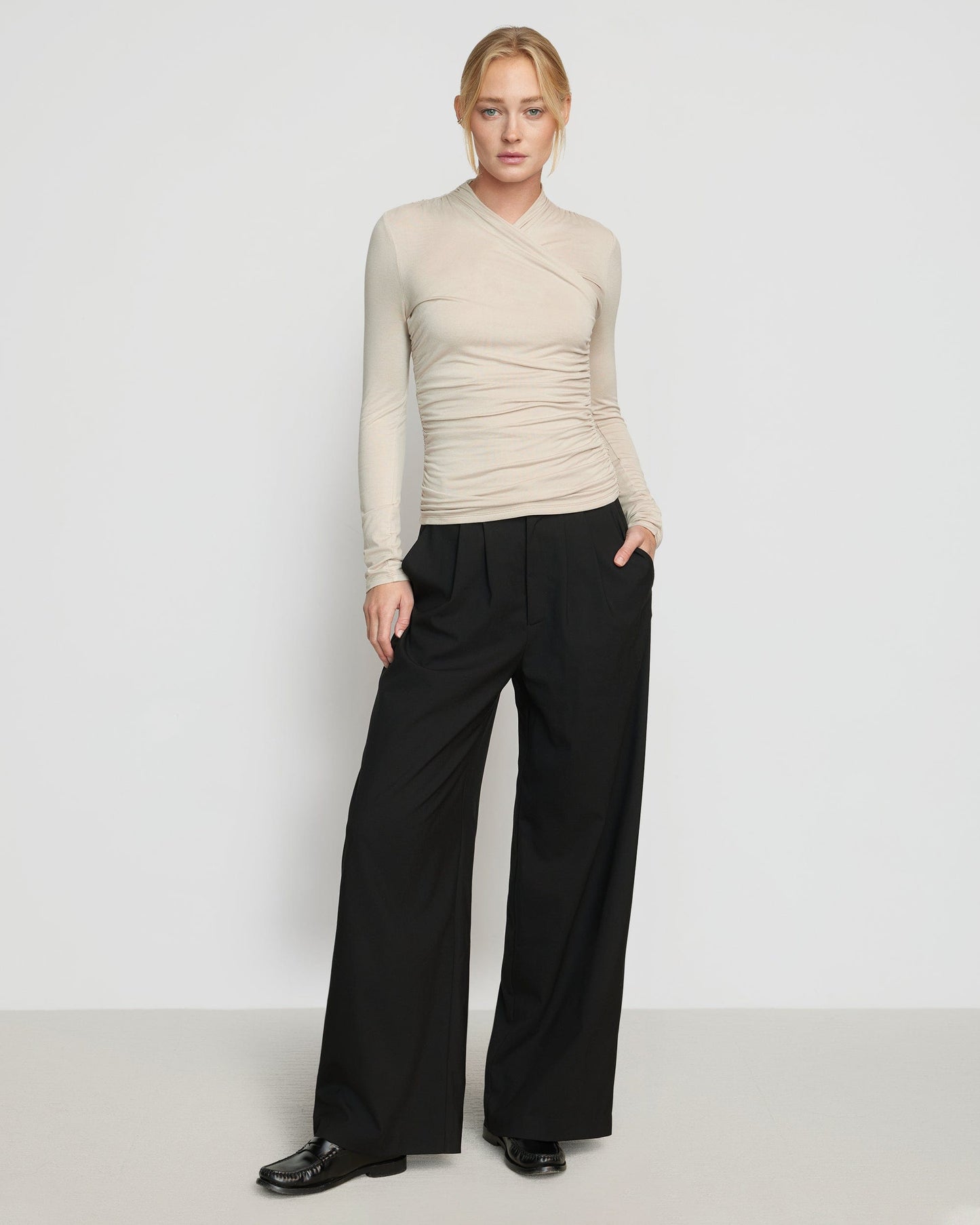 Lilou Wrap-Neck Long-Sleeve Tee