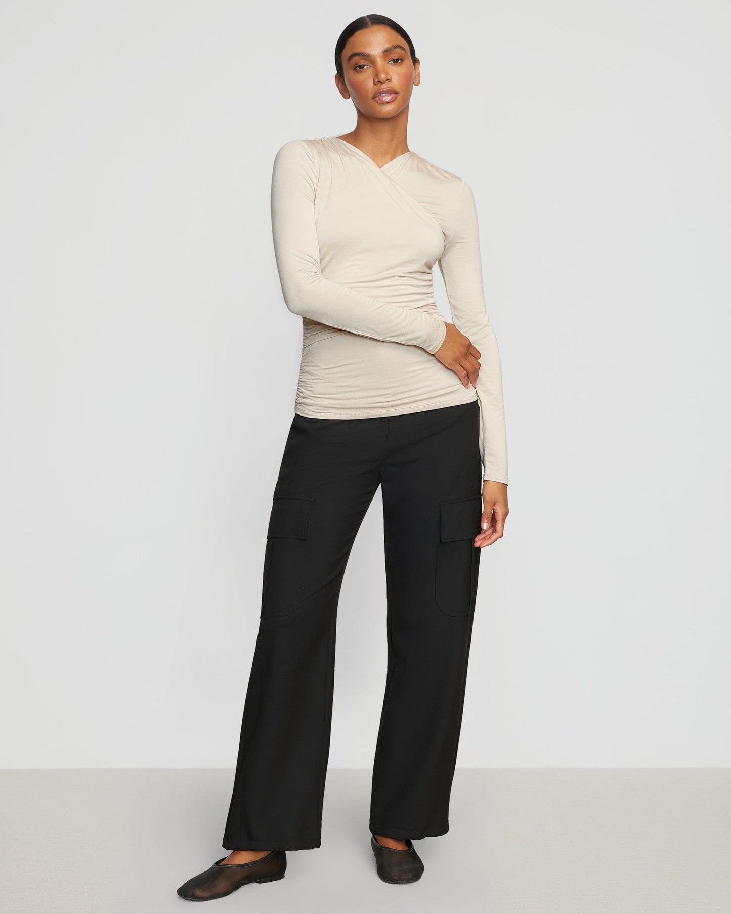 Lilou Wrap-Neck Long-Sleeve Tee