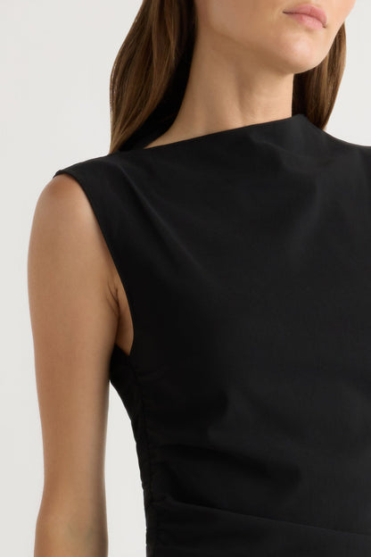Manon Asymmetric-Neck Ruched Dress