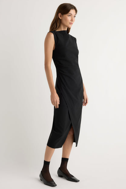 Manon Asymmetric-Neck Ruched Dress