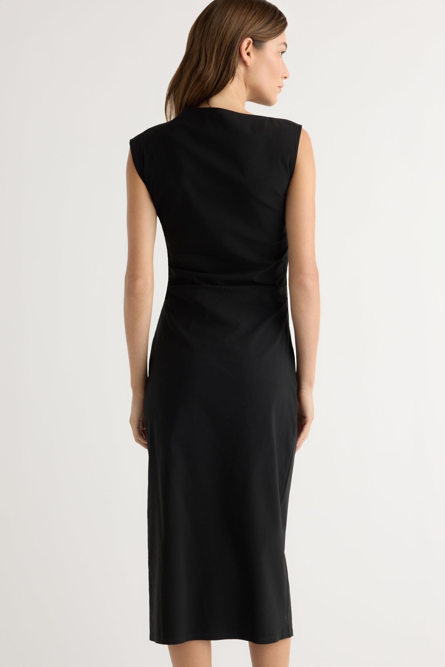 Manon Asymmetric-Neck Ruched Dress