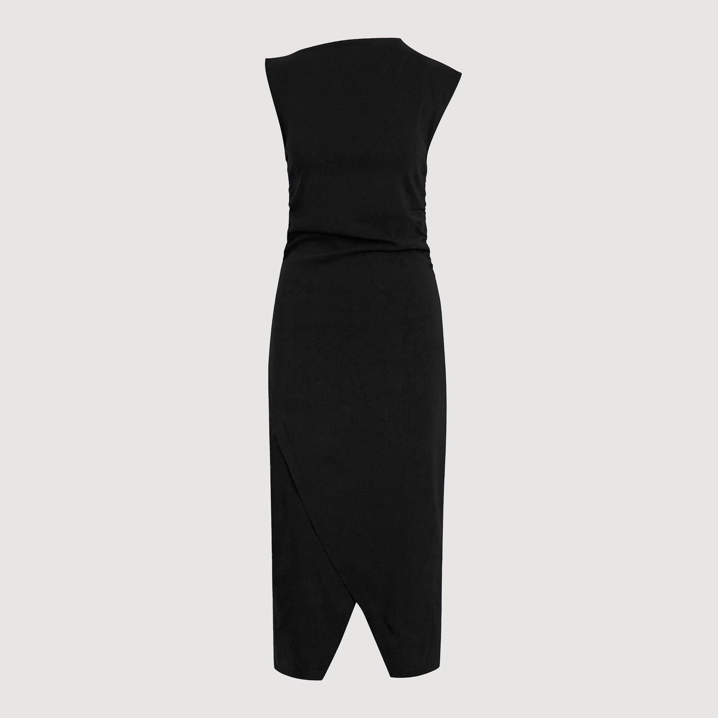 Manon Asymmetric-Neck Ruched Dress (Petite)