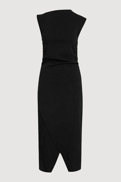 Manon Asymmetric-Neck Ruched Dress
