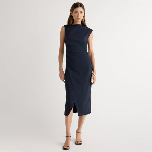 Manon Asymmetric-Neck Ruched Dress
