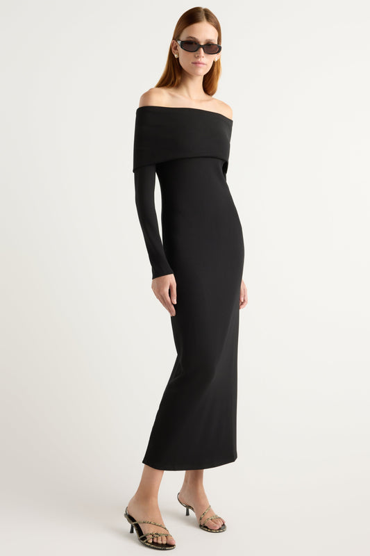 Morgan Split Foldover Jersey Dress