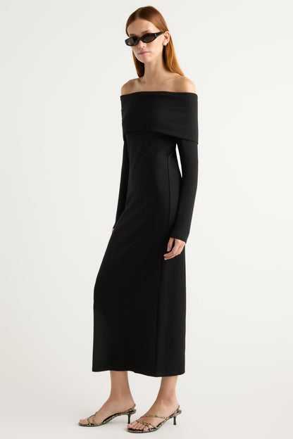 Morgan Split Foldover Jersey Dress