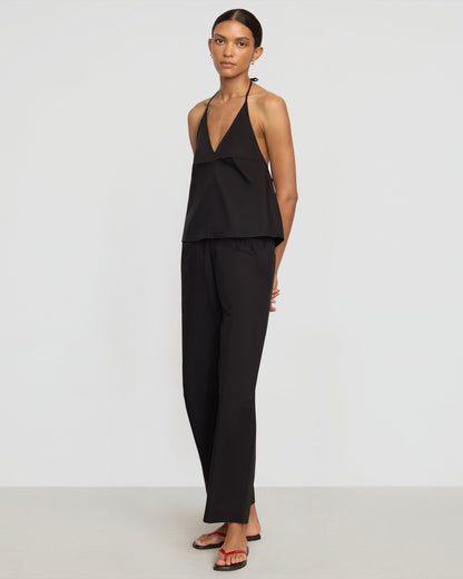 Paula Smocked-Waist Organic Cotton Pant