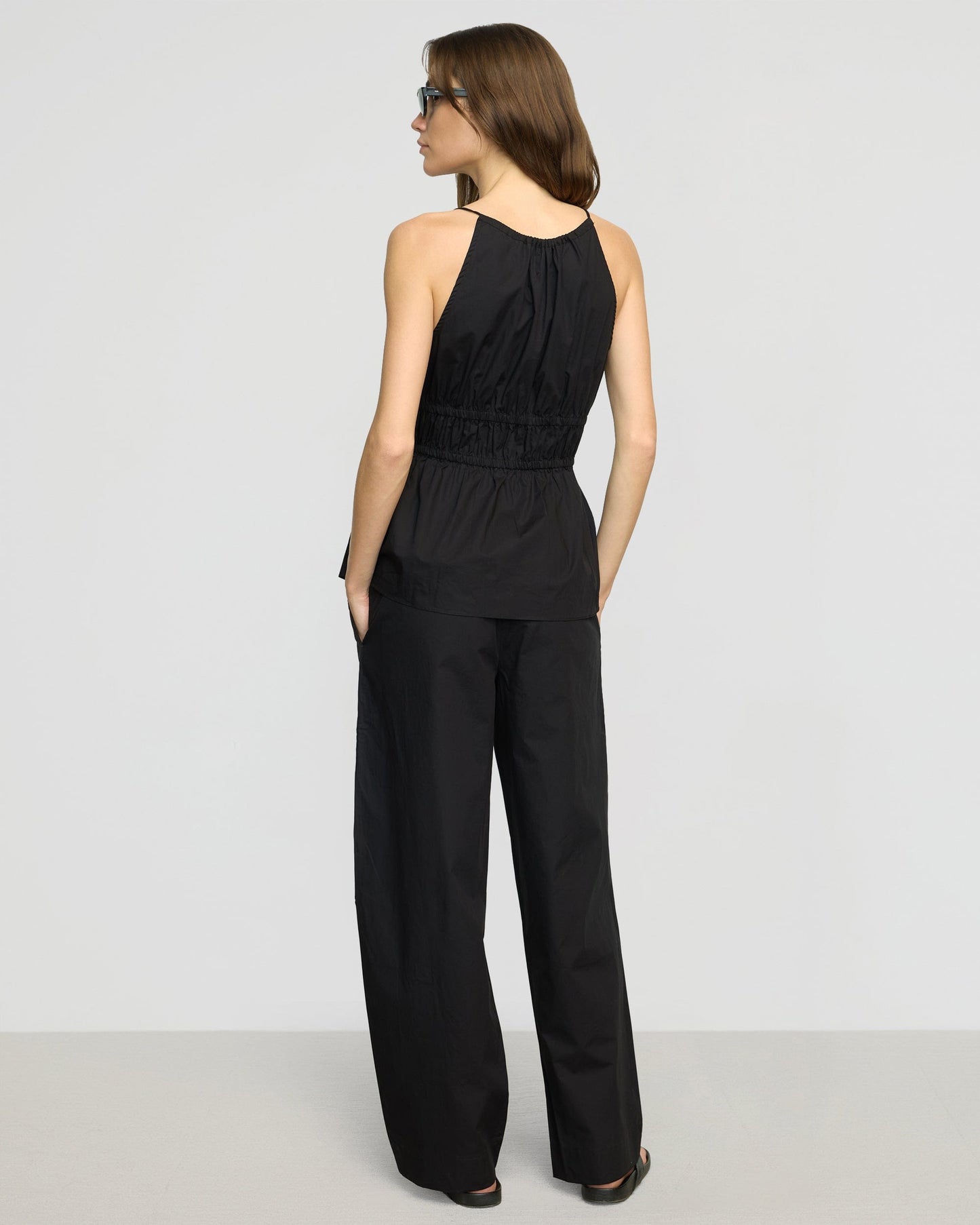 Paula Smocked-Waist Organic Cotton Pant