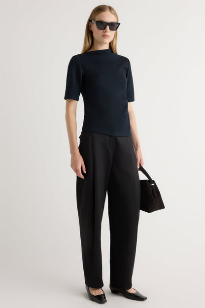 Pauline Ribbed Asymmetric-Neck Top