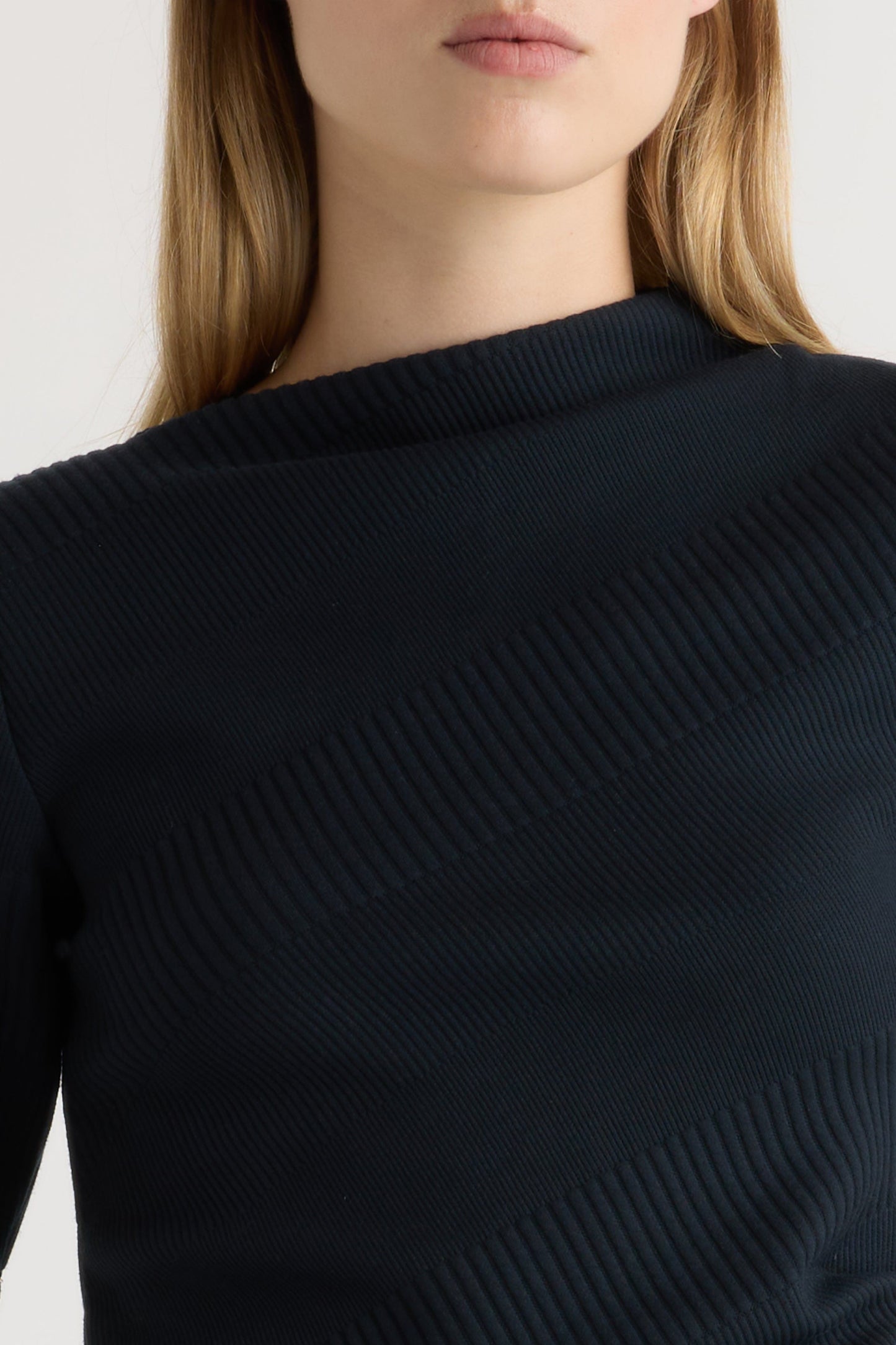 Pauline Ribbed Asymmetric-Neck Top