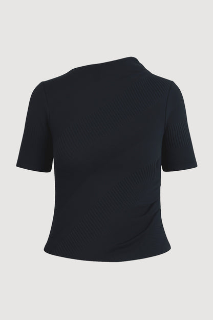 Pauline Ribbed Asymmetric-Neck Top