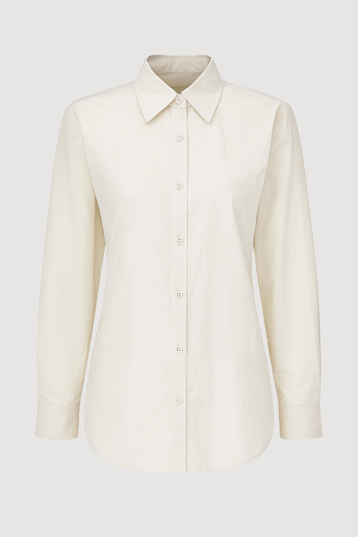 Phoebe Side-Button Tulip-Hem Shirt