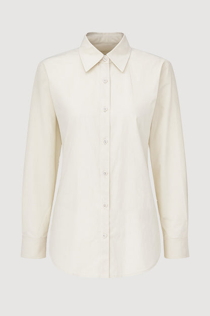 Phoebe Side-Button Tulip-Hem Shirt