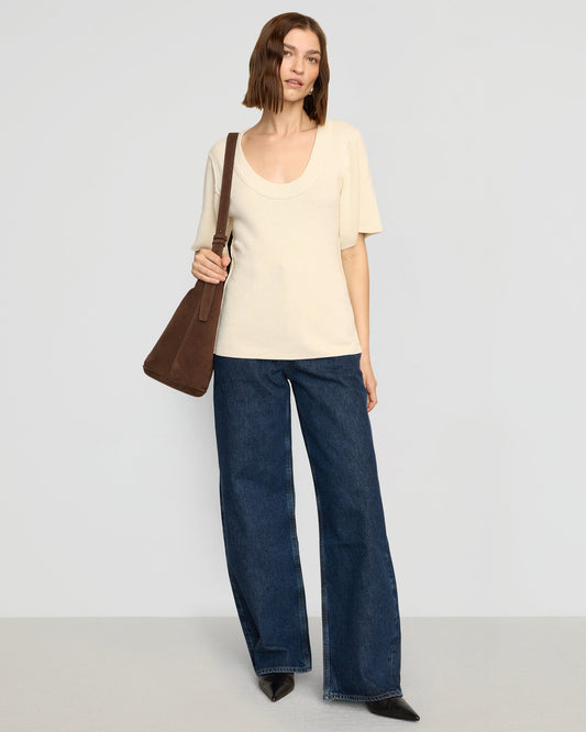 Reina Sculpted Scoop-Neck Knit Top